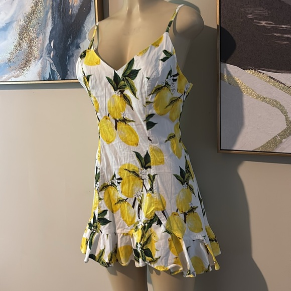 LUXXEL-WHITE LEMON SHORT DRESS WITH RUFFLES size L - Picture 5 of 9